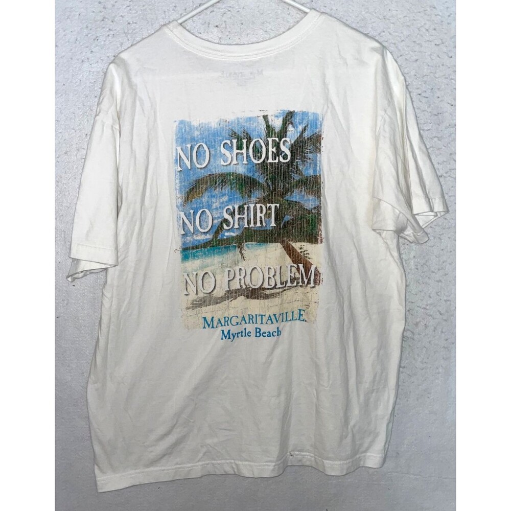 Margaritaville Jimmy Buffett No Shoes No Shirt No Problem T-Shirt Myrtle Beach L